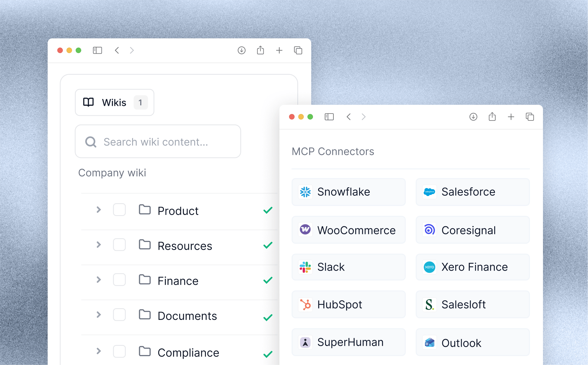 Company Wiki file tree and knowledge graph view